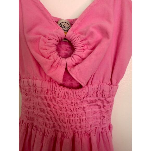 Blanco Maui Slip Mini Dress Pink Fit Flare Keyhole Babydoll Layered Sundress S - Picture 4 of 6